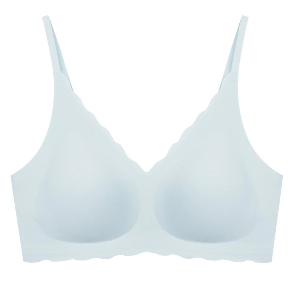 NWT 24H Comfort One Size Wavy Spaghetti Strap Wireless Bra & Brief / Blue